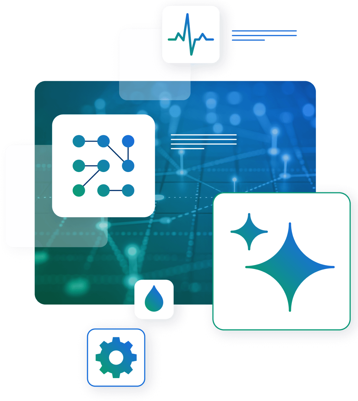 Collage of artwork of the software functions enabled by Faro Health’s AI powered protocol design capabilities