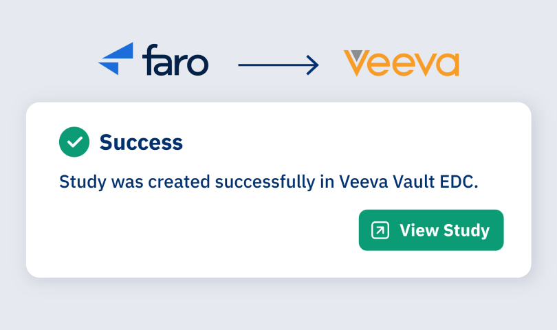 Artwork representing how Faro Health’s Study Designer streamlines the transition to Veeva Vault EDC